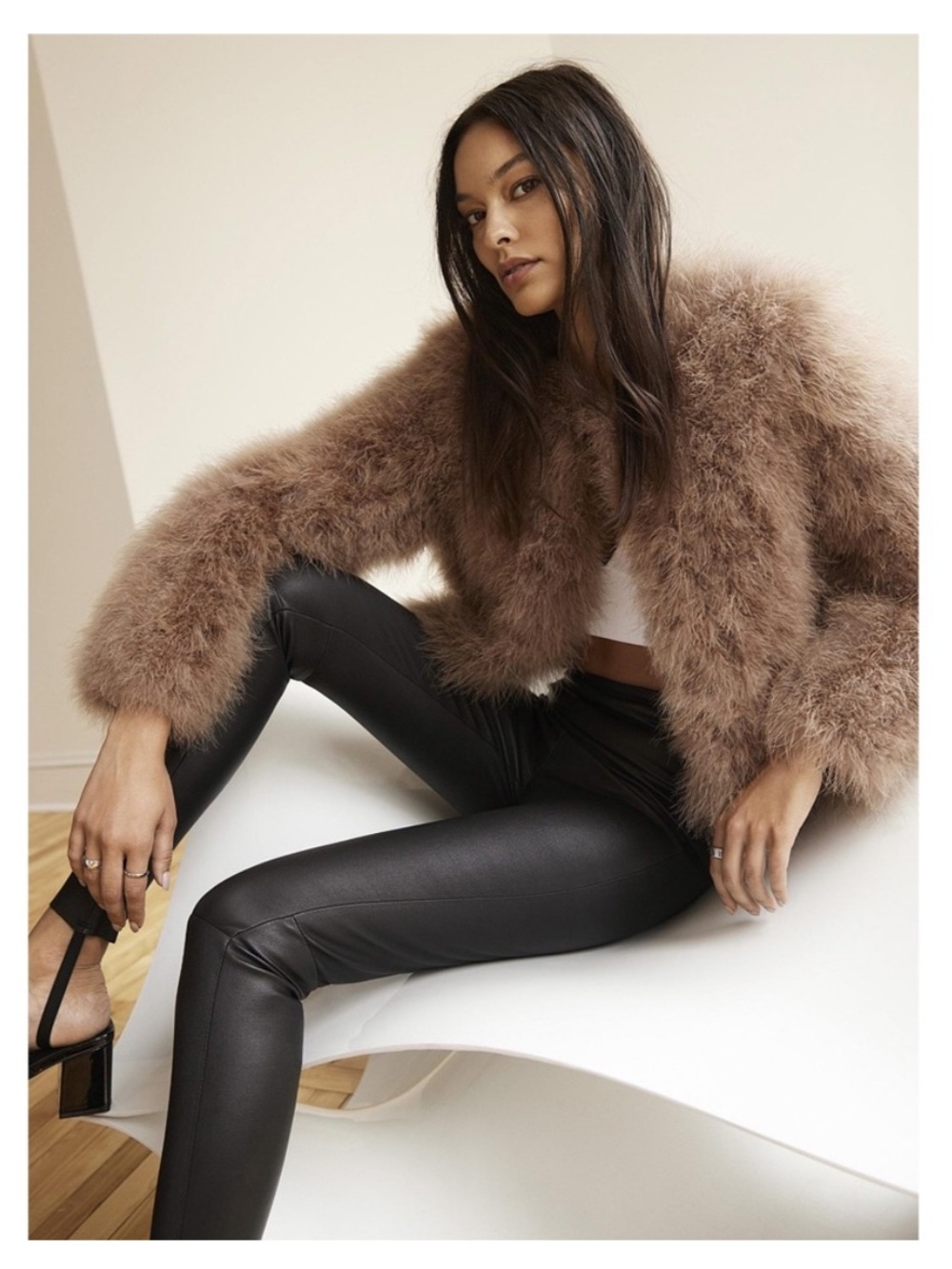 Lamarque Black Stretch Leather Leggings